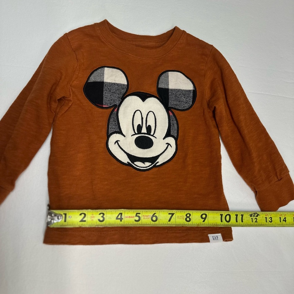 GAP Kids Rust Mickey Mouse Long Sleeve Tee size 2 - Picture 5 of 6
